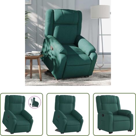 Poltrona reclinabile -  Poltrona Alzapersona Reclinabile Verde Scuro in Tessuto