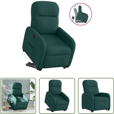 Poltrona reclinabile -  Poltrona Alzapersona Reclinabile Verde Scuro in Tessuto