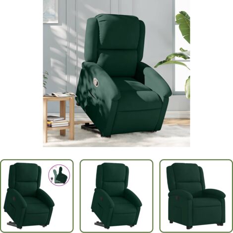 Poltrona reclinabile -  Poltrona Alzapersona Reclinabile Verde Scuro in Velluto