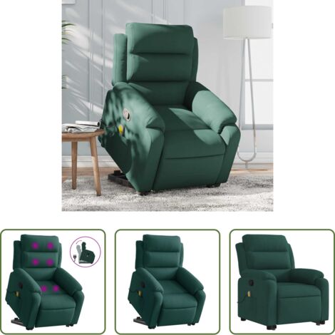 Poltrona reclinabile -  Poltrona Alzapersona Reclinabile Verde Scuro in Velluto