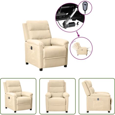 Poltrona reclinabile -  Poltrona Elettrica Reclinabile Crema in Tessuto