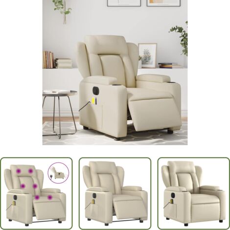 Poltrona reclinabile -  Poltrona Massaggiante Elettrica Reclinabile Crema Similpelle