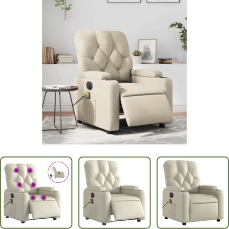Poltrona reclinabile -  Poltrona Massaggiante Elettrica Reclinabile Crema Similpelle