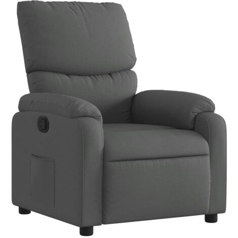 Poltrona reclinabile porta TV con comoda imbottitura e funzione di reclinazione manuale in tessuto grigio scuro DEC027930