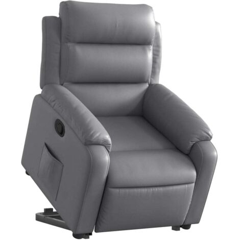 Poltrona reclinabile porta TV con comoda imbottitura e funzione di sollevamento elettrico in PVC grigio DEC027987