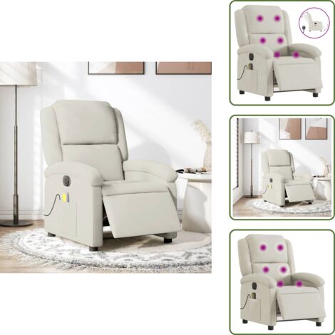 Poltrona reclinabile - vidaXL Poltrona Massaggiante Reclinabile Elettrica Crema Velluto - Seduta comoda