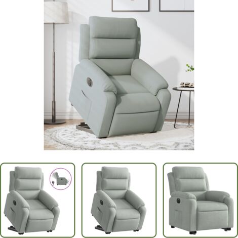 Poltrona reclinante elettrica - Poltrona Alzapersona Reclinante Elettrica Grigio Chiaro Velluto