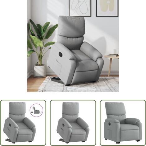 Poltrona reclinante -  Poltrona Reclinante Alzapersona Elettrica Grigio Chiaro Tessuto