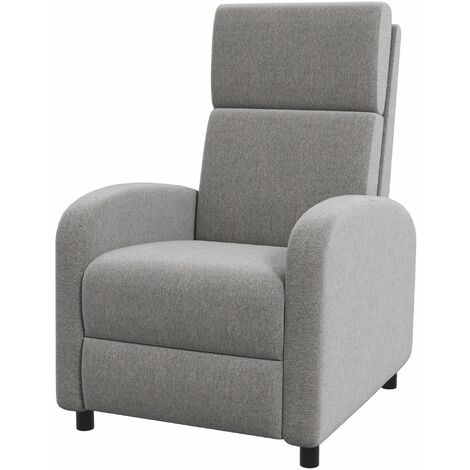 Poltrona Relax 64x86x102 cm Reclinabile Manuale in Tessuto Effetto Lino Grigia