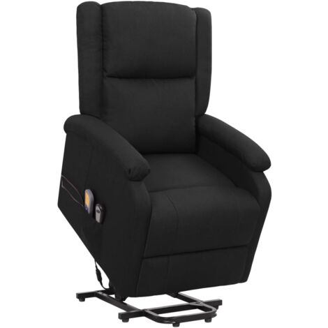 Poltrona relax Alzapersona Massaggiante per Salotto,Sedia relax Massaggiante Nera in Tessuto -EBV30958
