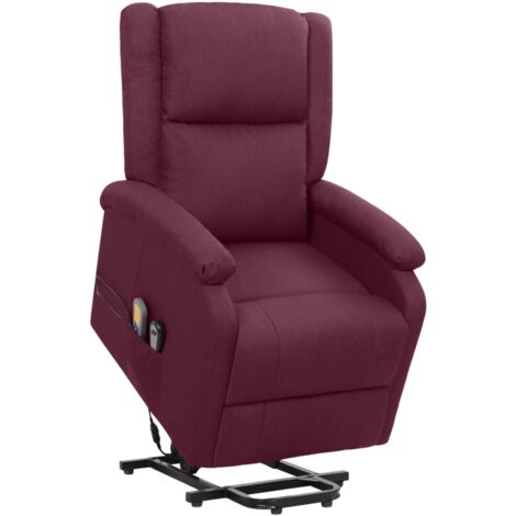 Poltrona relax Alzapersona Massaggiante per Salotto,Sedia relax Massaggiante Viola Tessuto -EBV39174