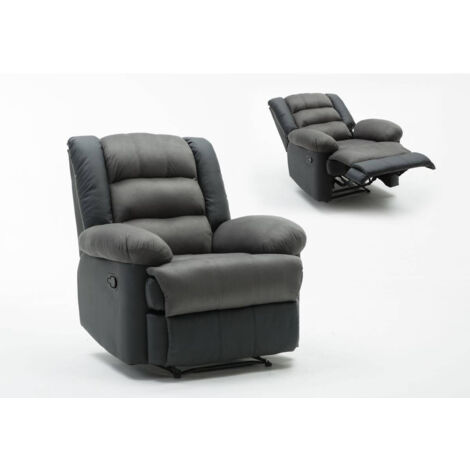 Poltrona relax "Buckingham" - Nero / Grigio scuro