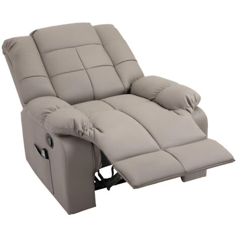POLTRONA RELAX CON 8 PUNTI MASSAGGIO E RECLINAZIONE A 165° IN FINTA PELLE. GRIGIO