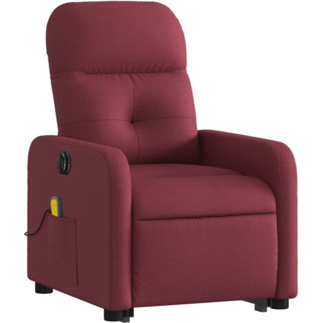 Poltrona relax con funzione massaggio e reclinabile sollevabile elettricamente in tessuto rosso bordeaux DEC027851