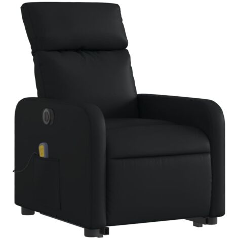 Poltrona relax con funzione massaggio e reclinazione elettrica in PVC nero DEC027800