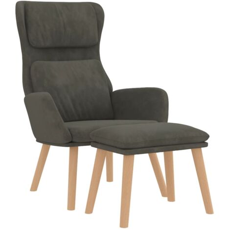 Poltrona Relax con Poggiapiedi Grigio Scuro in Velluto vidaXL