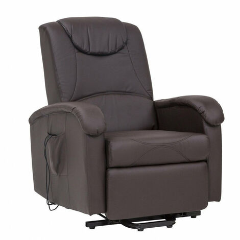 Poltrona Relax Elettrica Massaggiante 72x95/182x106/145 h cm in Similpelle Marrone