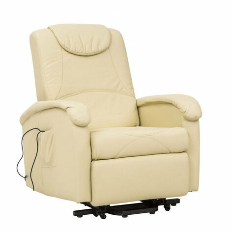 Poltrona Relax Elettrica Reclinabile 72x95/182x106/145 h cm in Similpelle Beige