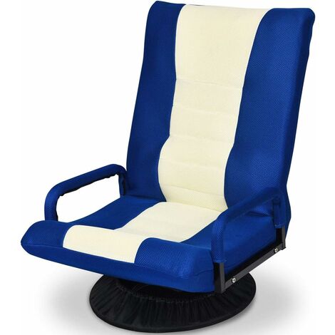 Poltrona Relax Girevole Ergonomica Reclinabile, da Casa e Ufficio, 55 x 65 x 76 cm (Blu-Crema)