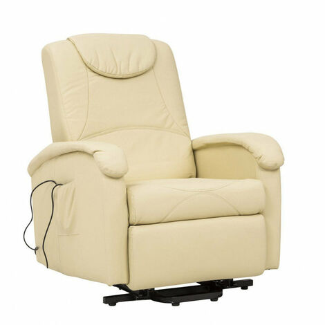 Poltrona relax in ecopelle elettrica massaggiante reclinabile per interno -  Beige