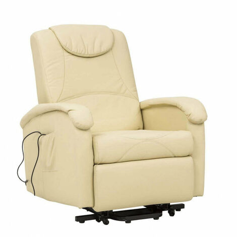 Poltrona relax in ecopelle elettrica reclinabile per interni -  Beige