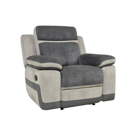 Poltrona relax in microfibra Antracite e grigio - TALCA