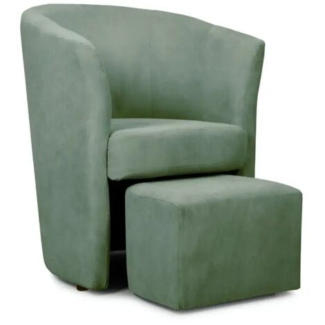 Poltrona Relax in Tessuto Verde Acqua con Pouf Estraibile Salvaspazio