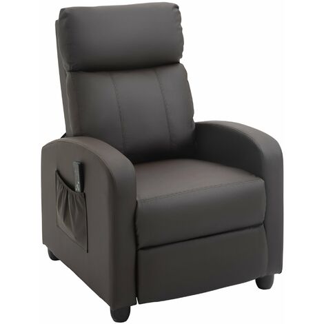 Poltrona Relax Massaggiante 68x88x98 cm con Telecomando in Similpelle Marrone