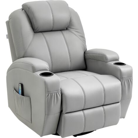 Poltrona Relax Massaggiante e Reclinabile 89x99x106 cm con Telecomando in Pelle PU Grigio