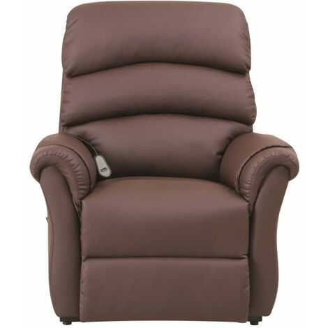 Poltrona Relax Massaggiante in Similpelle Brown - Recliner Elettrico e Alzapersona