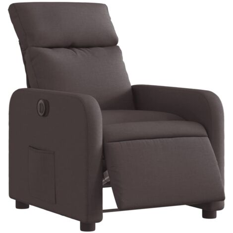 Poltrona relax porta TV con comodissima funzione reclinabile elettrica in tessuto testa di moro DEC028417