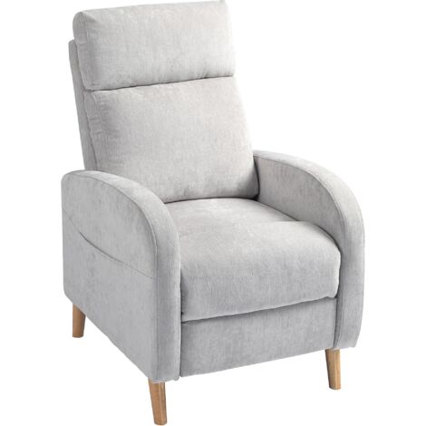 Poltrona Relax Reclinabile 150° con Poggiapiedi 68x90x106 cm in Tessuto Effetto Lino Grigio Chiaro