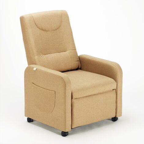 LE ROI DU RELAX Poltrona Relax Reclinabile 4 ruote con Poggiapiedi in Tessuto Beautiful - Beige