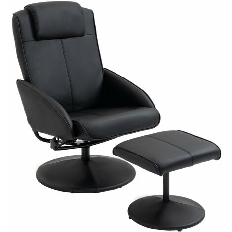 Poltrona Relax Reclinabile 71x78x101 cm con Poggiapiedi Nera