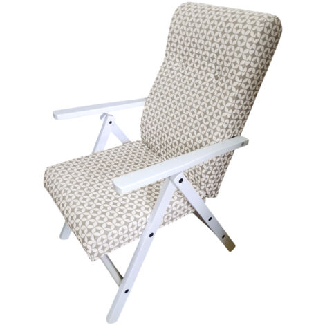 Poltrona relax reclinabile bianca sedia sdraio imbottita shabby beige da casa in Legno  Schienale Ergonomica robusta 4 posizioni Made in Italy  tessuto elegante shabby grigio