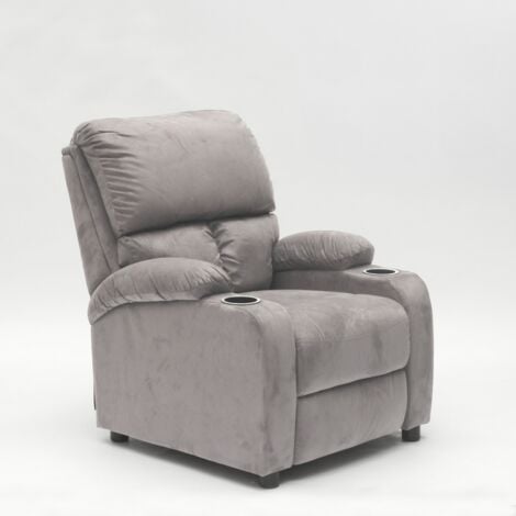 LE ROI DU RELAX Poltrona Relax Reclinabile con Poggiapiedi in Microfibra Velluto Laura - Grigio