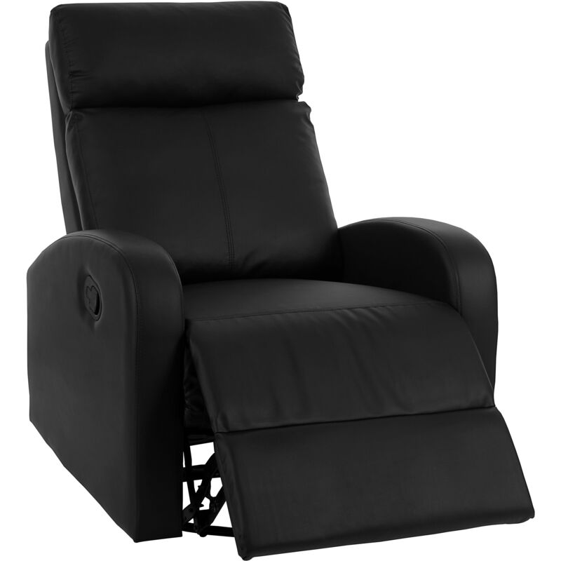 Poltrona relax reclinabile girevole dondolo HHG 325 premium ecopelle nero - black