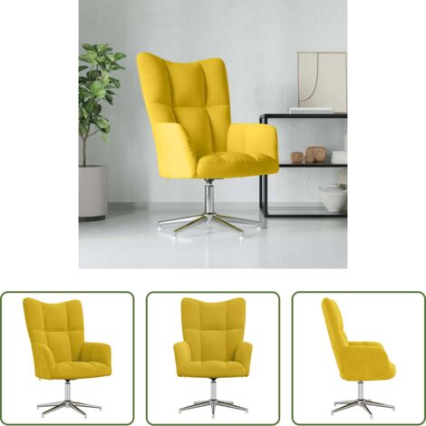 Poltrona Relax -  Sedia Relax Giallo Senape in Velluto