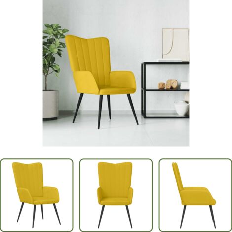 Poltrona Relax -  Sedia Relax Giallo Senape in Velluto