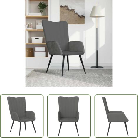 Poltrona Relax -  Sedia Relax Grigio Scuro in Velluto