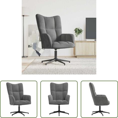 Poltrona Relax -  Sedia Relax Grigio Scuro in Velluto