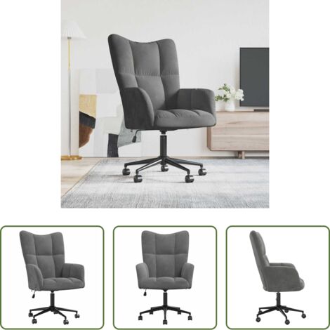 Poltrona Relax -  Sedia Relax Grigio Scuro in Velluto