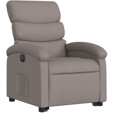 Poltrona relax TV con comodissima funzione di sollevamento elettrico in tessuto tortora DEC028566