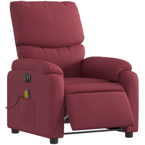 Poltrona relax TV con funzione massaggio reclinabile elettrica in tessuto rosso bordeaux DEC027254