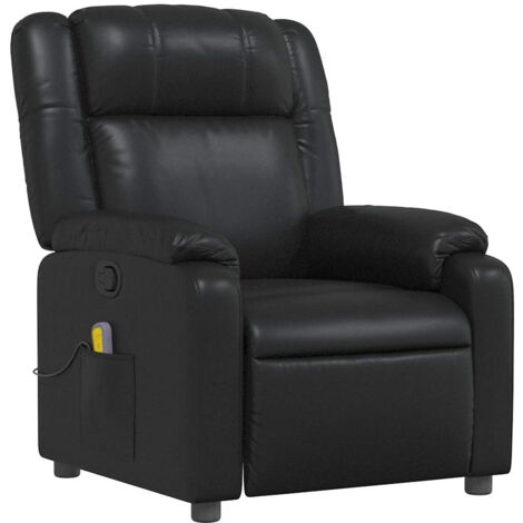 Poltrona relax TV funzione massaggio reclinabile 6 punti massaggio in PVC nero DEC027033