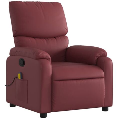 Poltrona relax TV funzione massaggio reclinabile 6 punti massaggio in PVC rosso bordeaux DEC027078