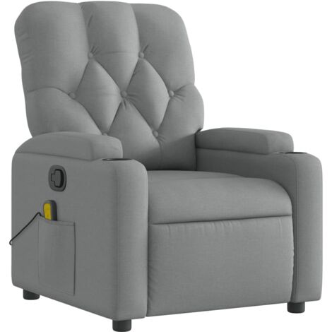 Poltrona relax TV funzione massaggio reclinabile 6 punti massaggio in tessuto grigio chiaro DEC026915