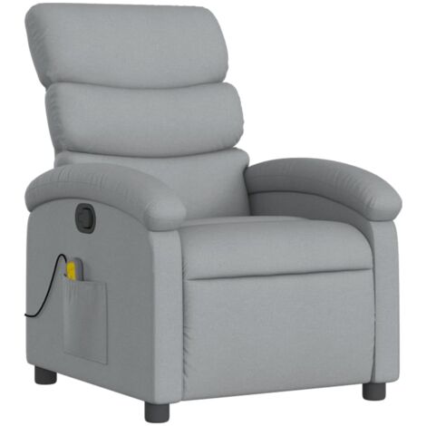 Poltrona relax TV funzione massaggio reclinabile 6 punti massaggio in tessuto grigio chiaro DEC026924
