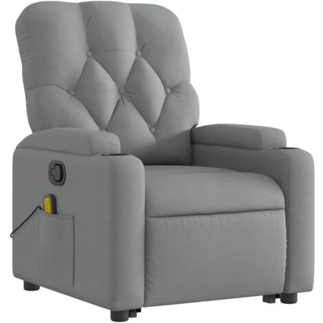Poltrona relax TV funzione massaggio reclinabile sollevamento elettrico in tessuto grigio chiaro DEC026911