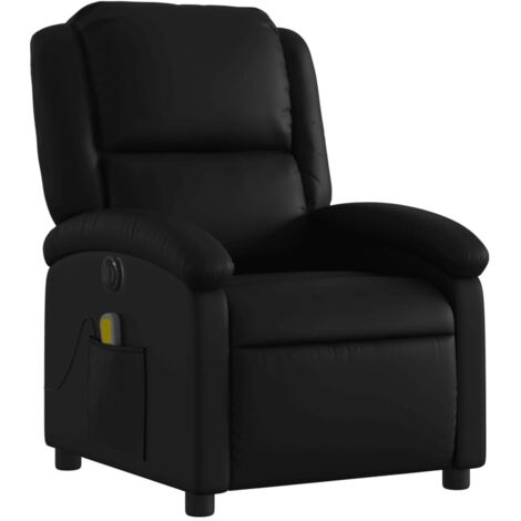 Poltrona relax TV reclinabile elettrica con funzione massaggio in PVC nero DEC027213